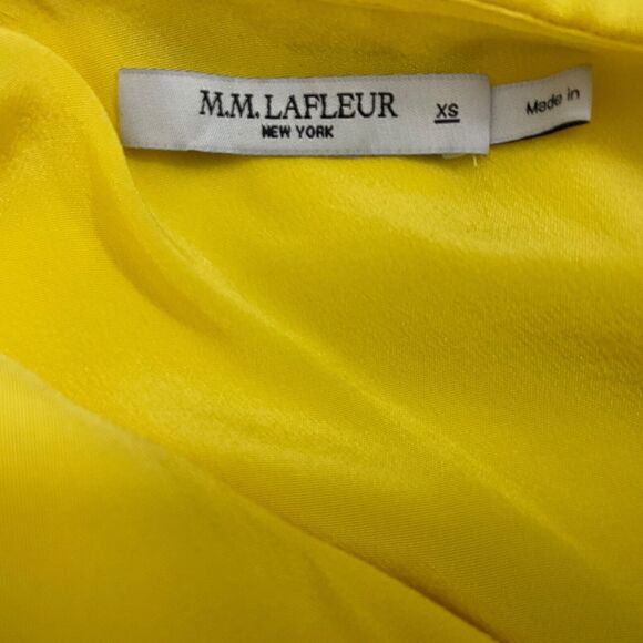 MM Lafleur 100% Silk Sleeveless Tank Top women XS yellow mock neck - Picture 3 of 9